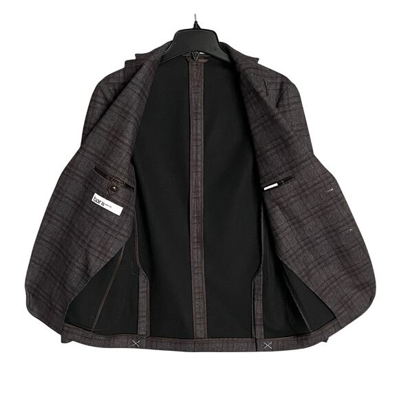 Bar III Men's 36R Slim Fit Sport Coat Stretch Unlined Brown Plaid NEW - Picture 7 of 12